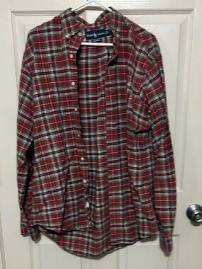 Ralph Lauren Red and Green Plaid Men’s Button-Up Shirt